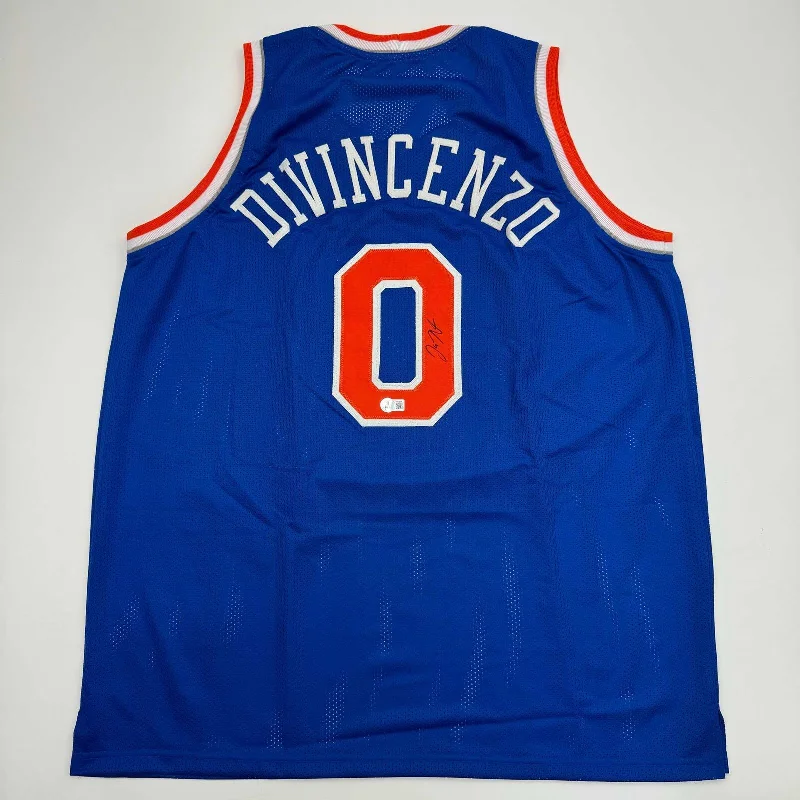 Autographed/Signed Donte Divincenzo New York Blue Basketball Jersey Beckett COA