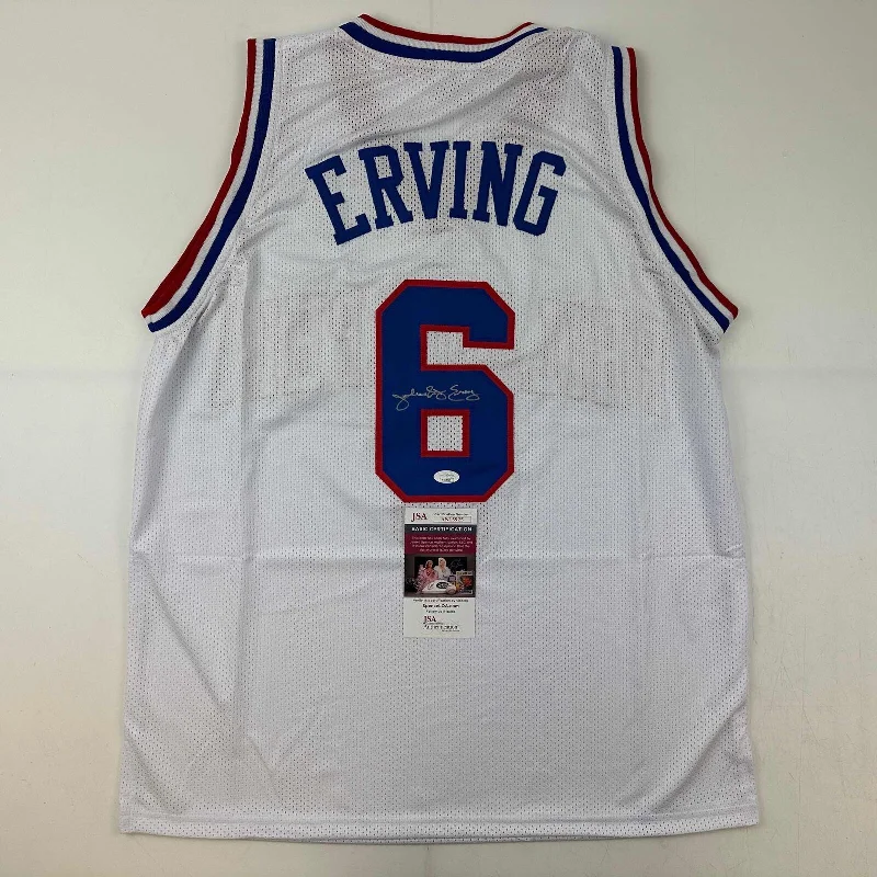 Autographed/Signed Julius Erving Dr. J Philadelphia White Jersey JSA COA