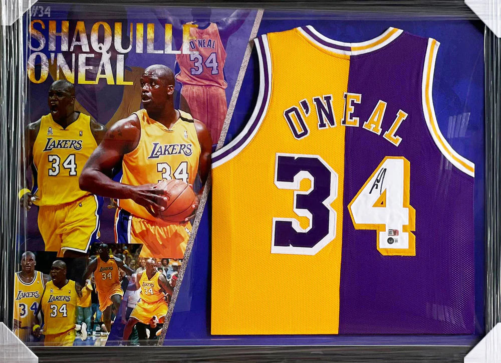 BASKETBALL-Shaquille O'Neal Hand Signed Jersey Framed