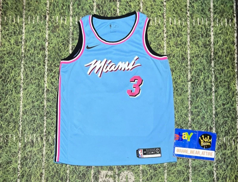 Dwyane Wade #3 Miami Heat Vice Wave Blue nba basketball Nike Jersey 48