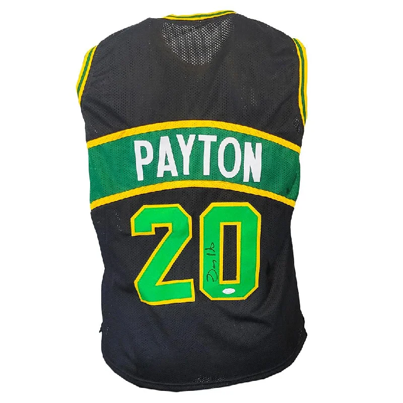 Gary Payton Signed Seattle Black Basketball Jersey (JSA)