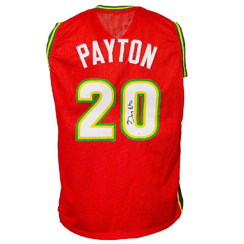 Gary Payton Signed Seattle Red Basketball Jersey (JSA)