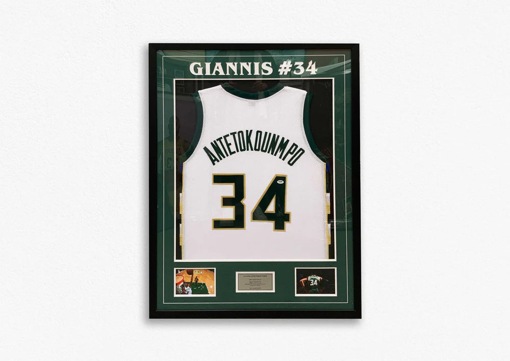 BASKETBALL-Giannis Antetokounmpo Hand Signed Jersey FRAMED