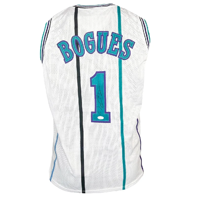 Muggsy Bogues Signed Charlotte White Pinstripe Basketball Jersey (JSA)