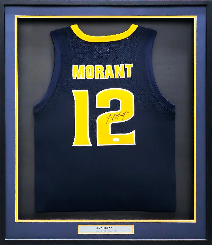 Murray State Racers Ja Morant Autographed Framed Blue Retro Brand Jersey JSA Stock #212662