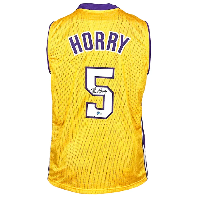 Robert Horry Signed Los Angeles Yellow Basketball Jersey (Beckett)