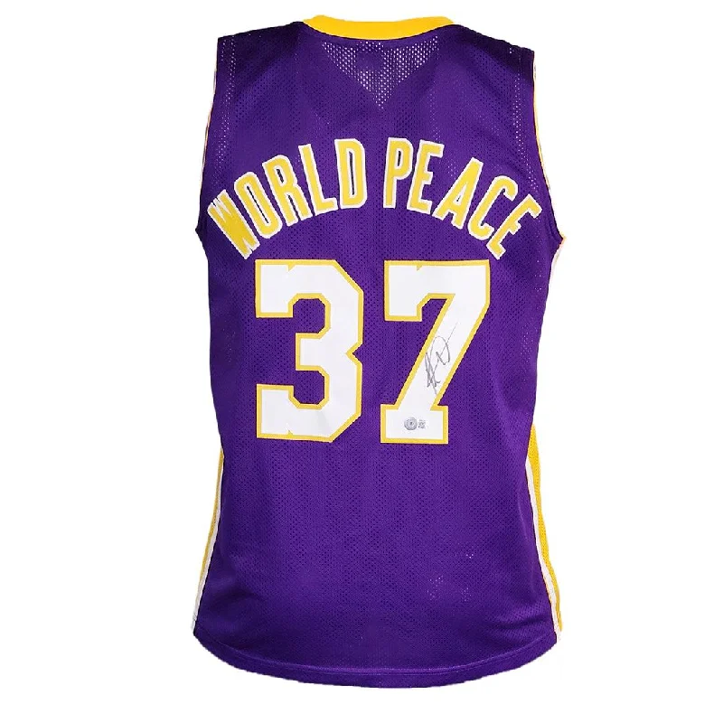 Ron Artest Signed Los Angeles Purple Meta World Peace Basketball Jersey (JSA)