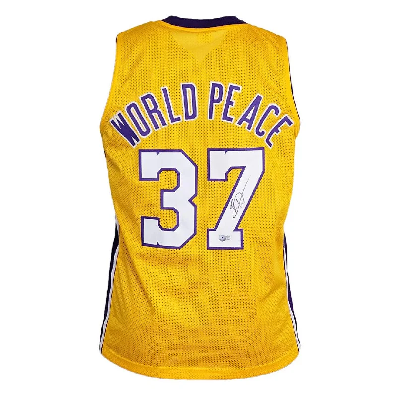 Ron Artest Signed Los Angeles Yellow Meta World Peace Basketball Jersey (JSA)