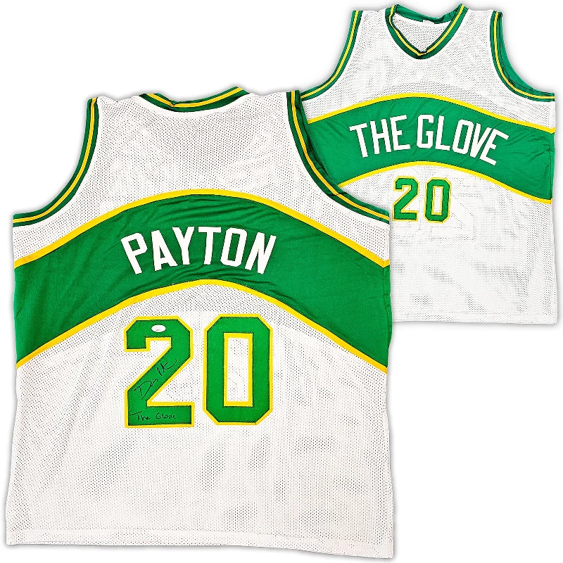 Seattle Supersonics Gary Payton Autographed White Jersey "The Glove" JSA Stock #215727