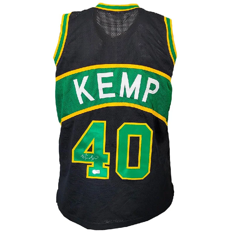 Shawn Kemp Signed Seattle Black Basketball Jersey (Beckett)