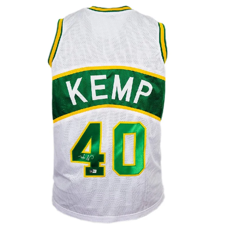 Shawn Kemp Signed Seattle White Basketball Jersey (Beckett)