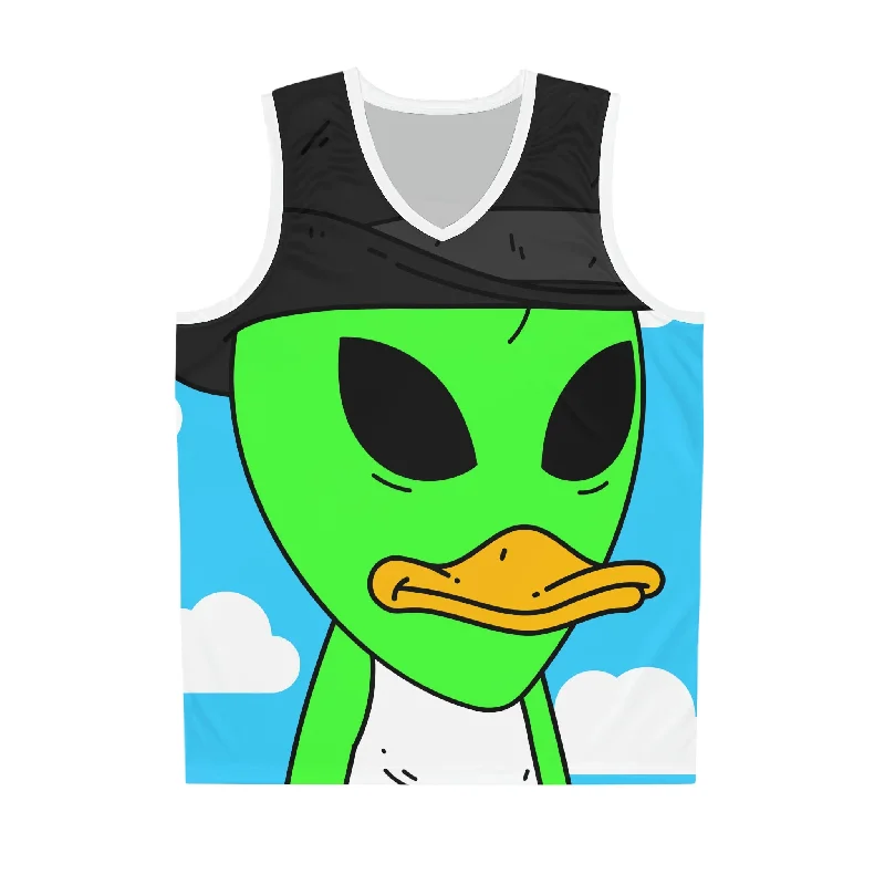 Visitor Green Alien Duck Black Top Hat Basketball Jersey