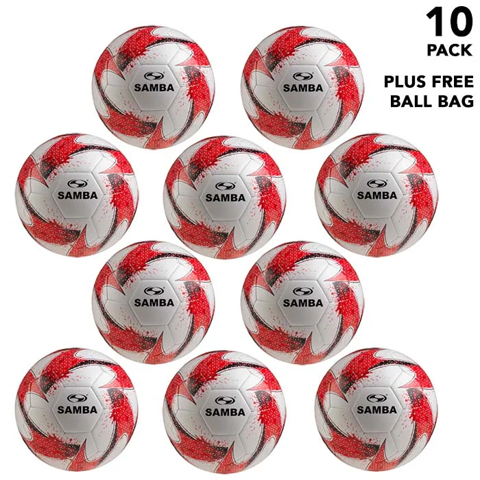 Pack of 10 Samba Training Footballs and Ball Bag