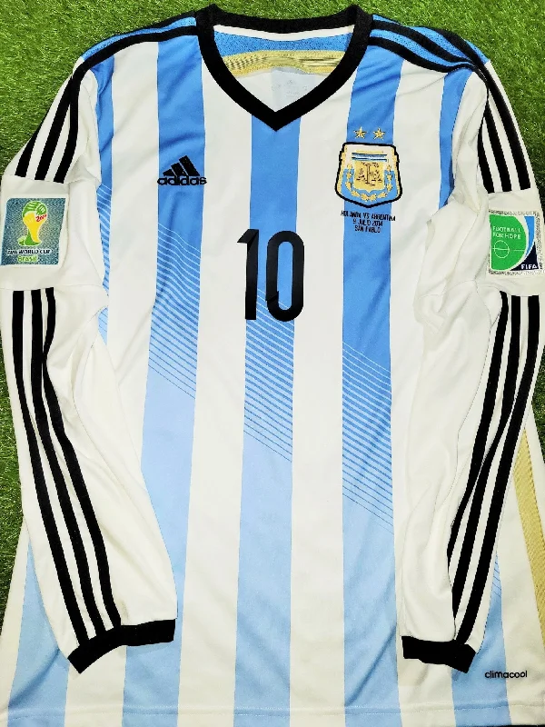 Messi Argentina 2014 WORLD CUP SEMIFINAL Long Sleeve Soccer Jersey Shirt L SKU# M60406