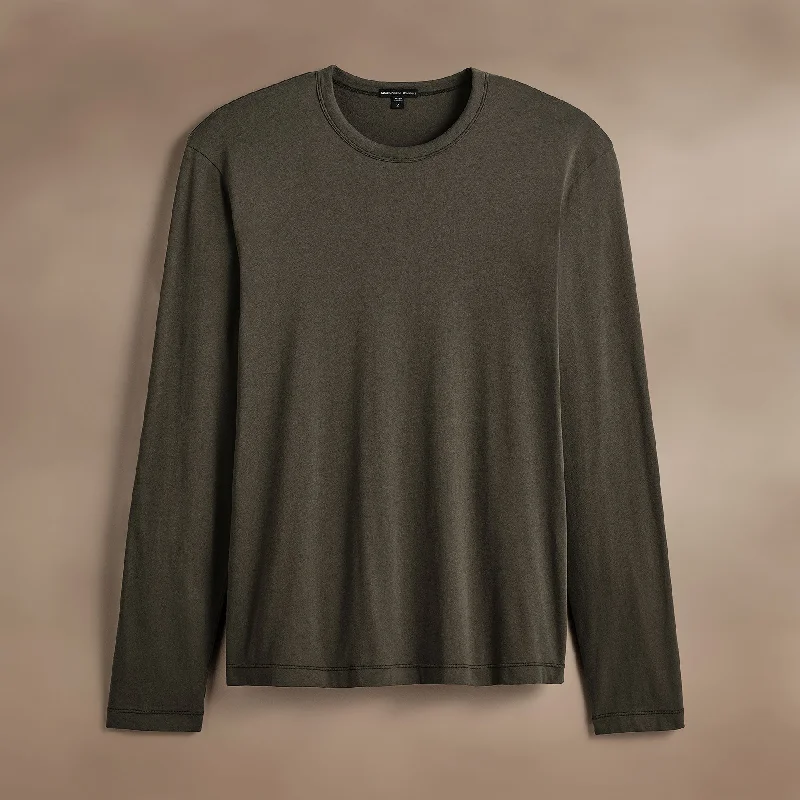 Brushed Lotus Long Sleeve Crew - Army Green