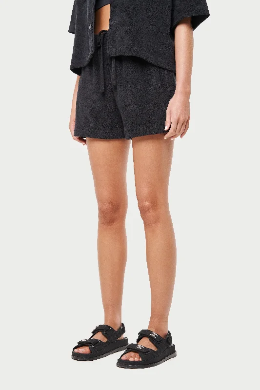 HEAVYWEIGHT TOWELLED RESORT SHORTS - BLACK