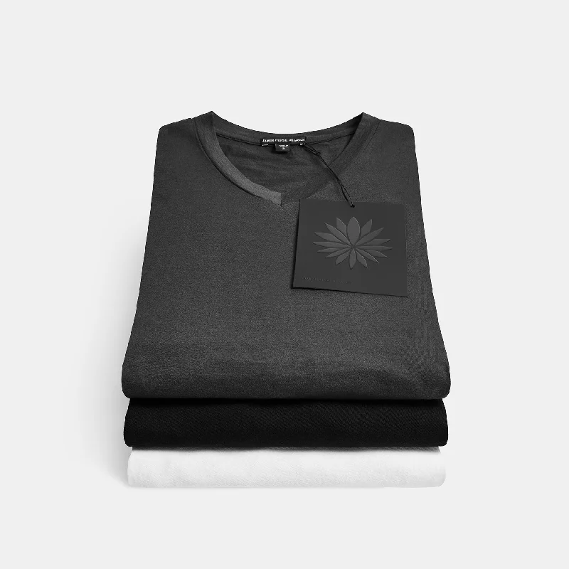 3 Pack Luxe Lotus Jersey V Neck Tee - Black/White/Carbon