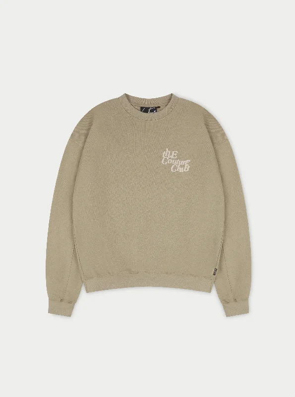 MULTI FONT MEMBERS ONLY TONAL SWEATSHIRT - BEIGE