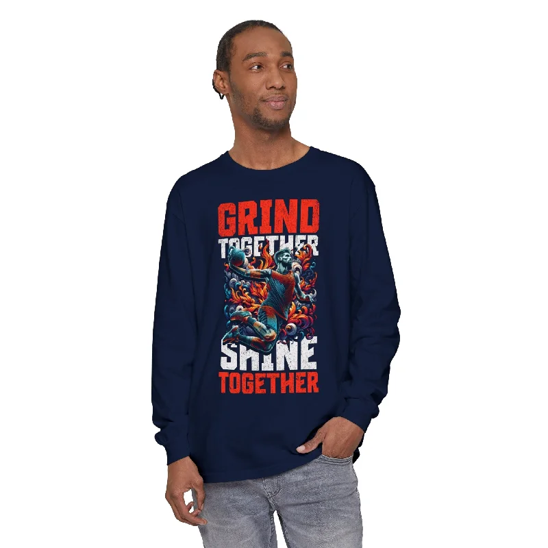 Unisex Long Sleeve T-Shirt 100% Cotton High Definition Basketball - Grind Together Shine Together